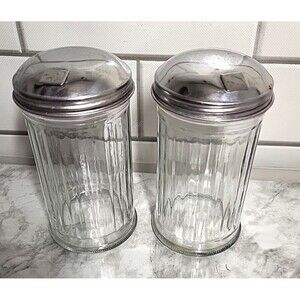 2 LIBBEY Of Canada Restaurant Style Sugar Dispensers Coffee Bar Vintage *Read